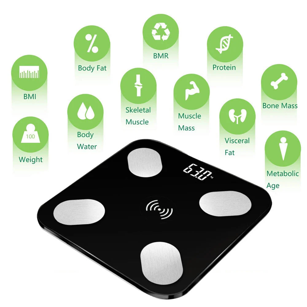Svarstyklės Body smart Bluetooth su telefono programa juodos spalvos