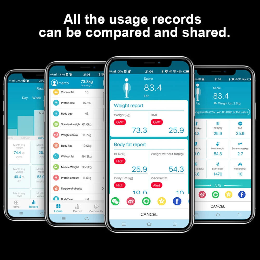Svarstyklės Body smart Bluetooth su telefono programa juodos spalvos