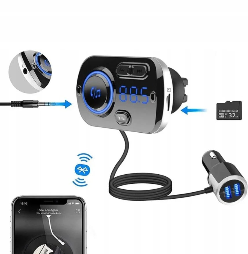BT Automobilio siųstuvas, FM moduliatorius, automobilinis rinkinys laisvų rankų įranga, bluetooth 5.0