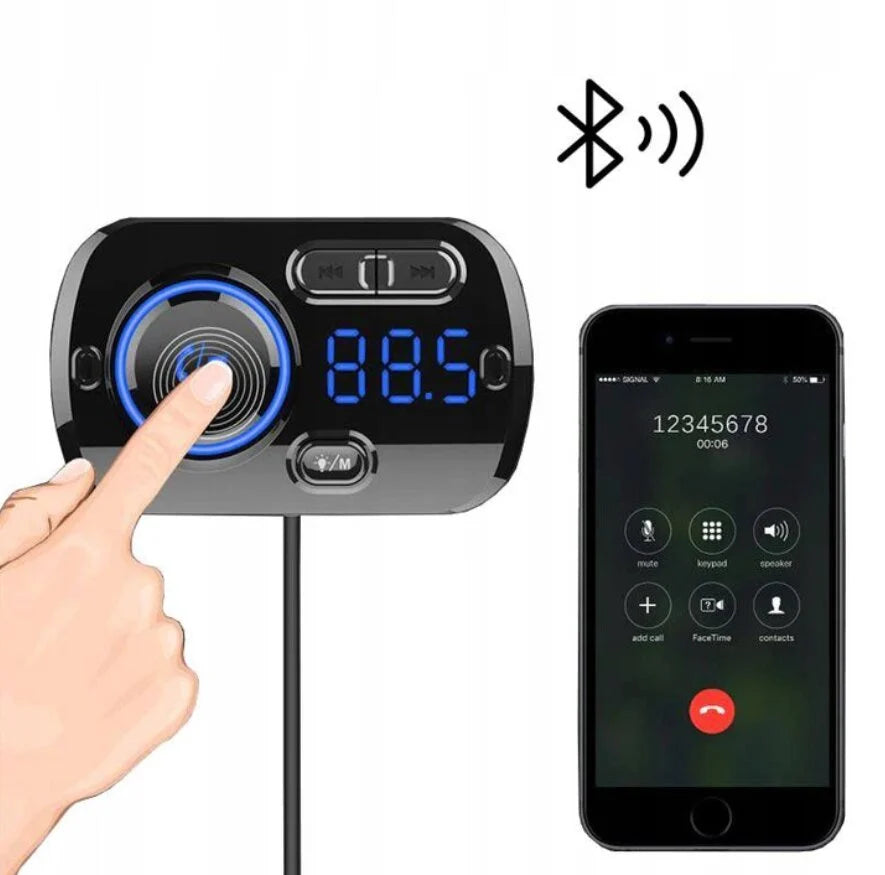 BT Automobilio siųstuvas, FM moduliatorius, automobilinis rinkinys laisvų rankų įranga, bluetooth 5.0