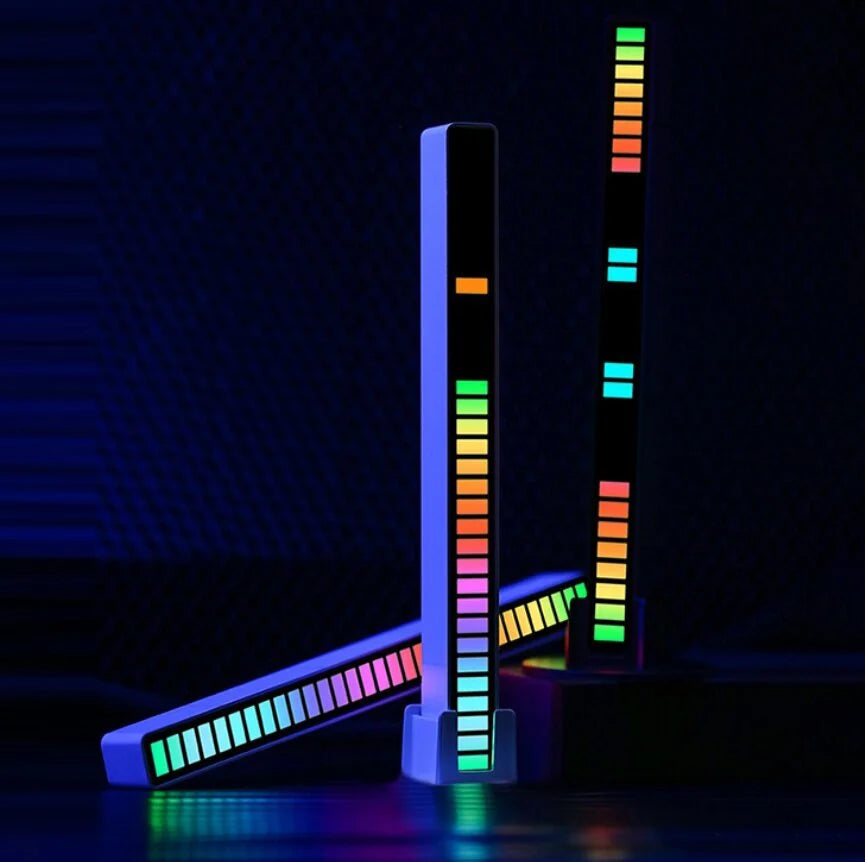 RGB USB LED garso atsako daugiaspalvis neoninis šviestuvas, juodas
