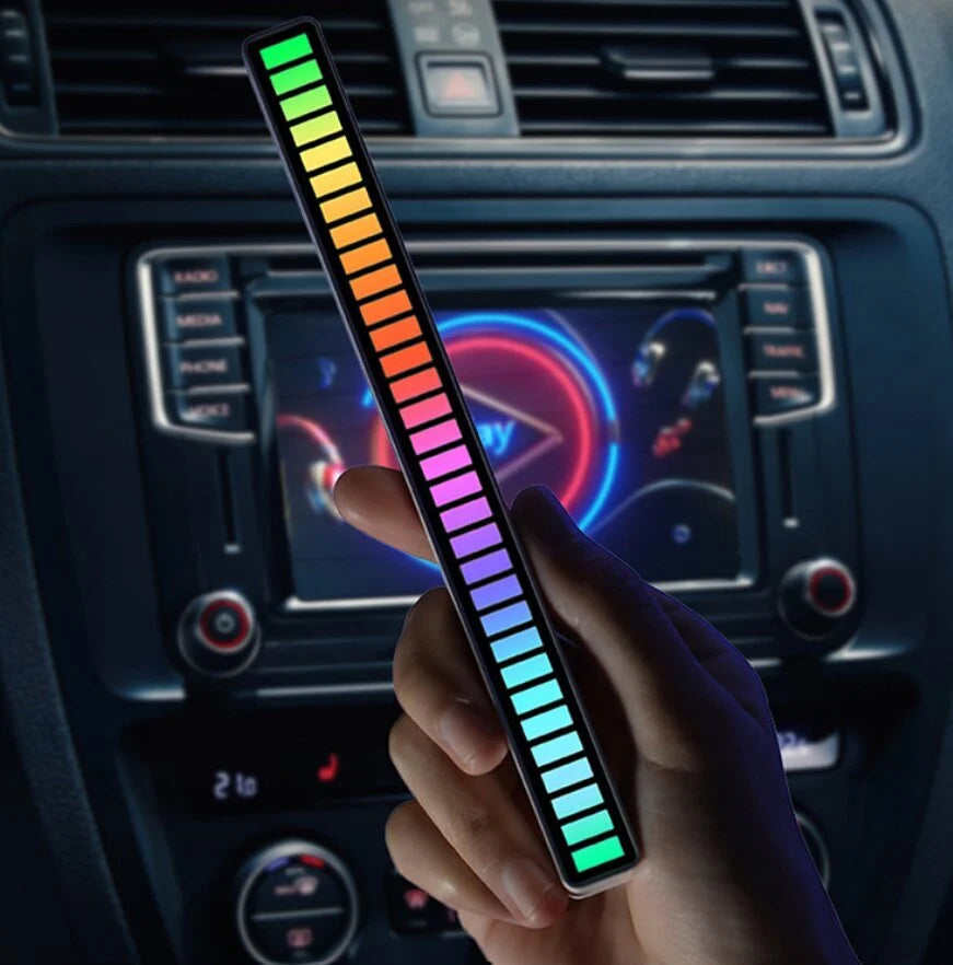 RGB USB LED garso atsako daugiaspalvis neoninis šviestuvas, juodas