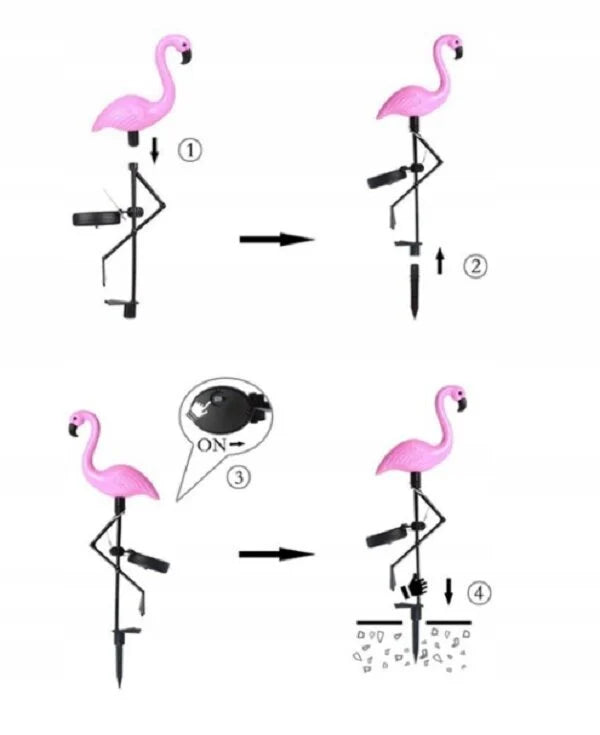 LED Sodo saulės lempa dekoracija - flamingas, šviestuvas