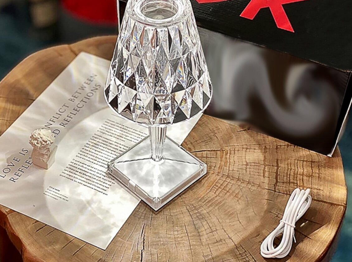 LED RGB Stalinės lempa krištolinė, su nuotolinio valdymo pultu