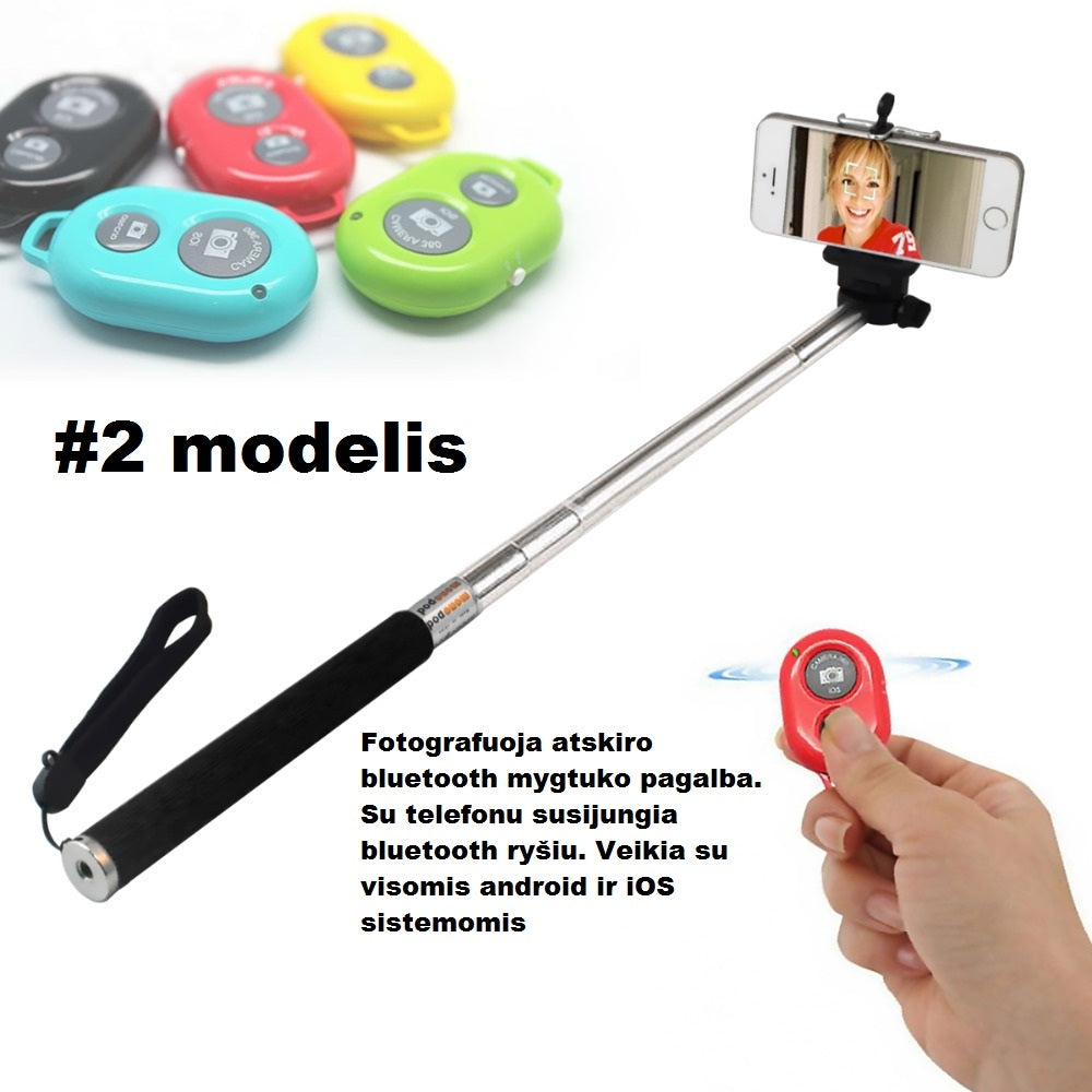Asmenukių lazda su bluetooth pulteliu selfie""