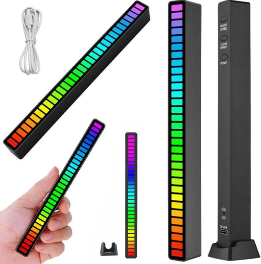 RGB USB LED garso atsako daugiaspalvis neoninis šviestuvas, juodas