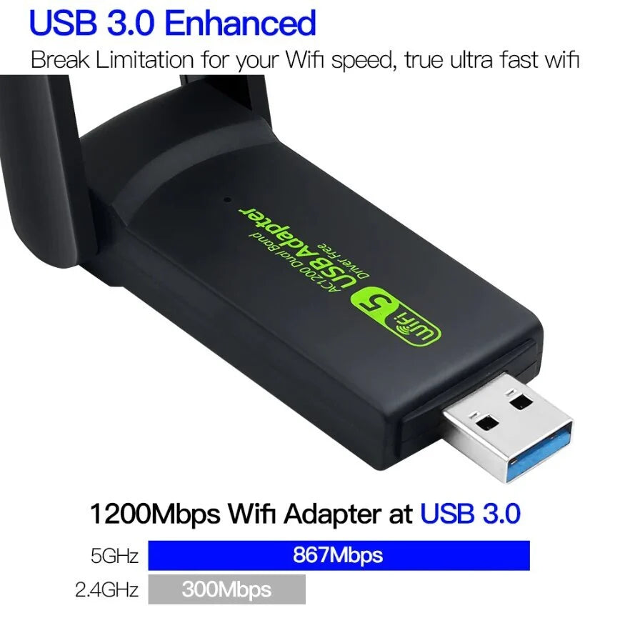 WD-4605AC belaidis USB 3.0 tinklo plokštė 1200Mbps dviejų juostų 2.4G 5.8GHz WiFi adapteris nešiojamam kompiuteriui